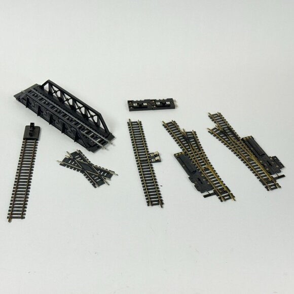 Model Train Track Set With Bridge Left Right Switch Pieces Perfect For Hobbyists - Picture 1 of 6